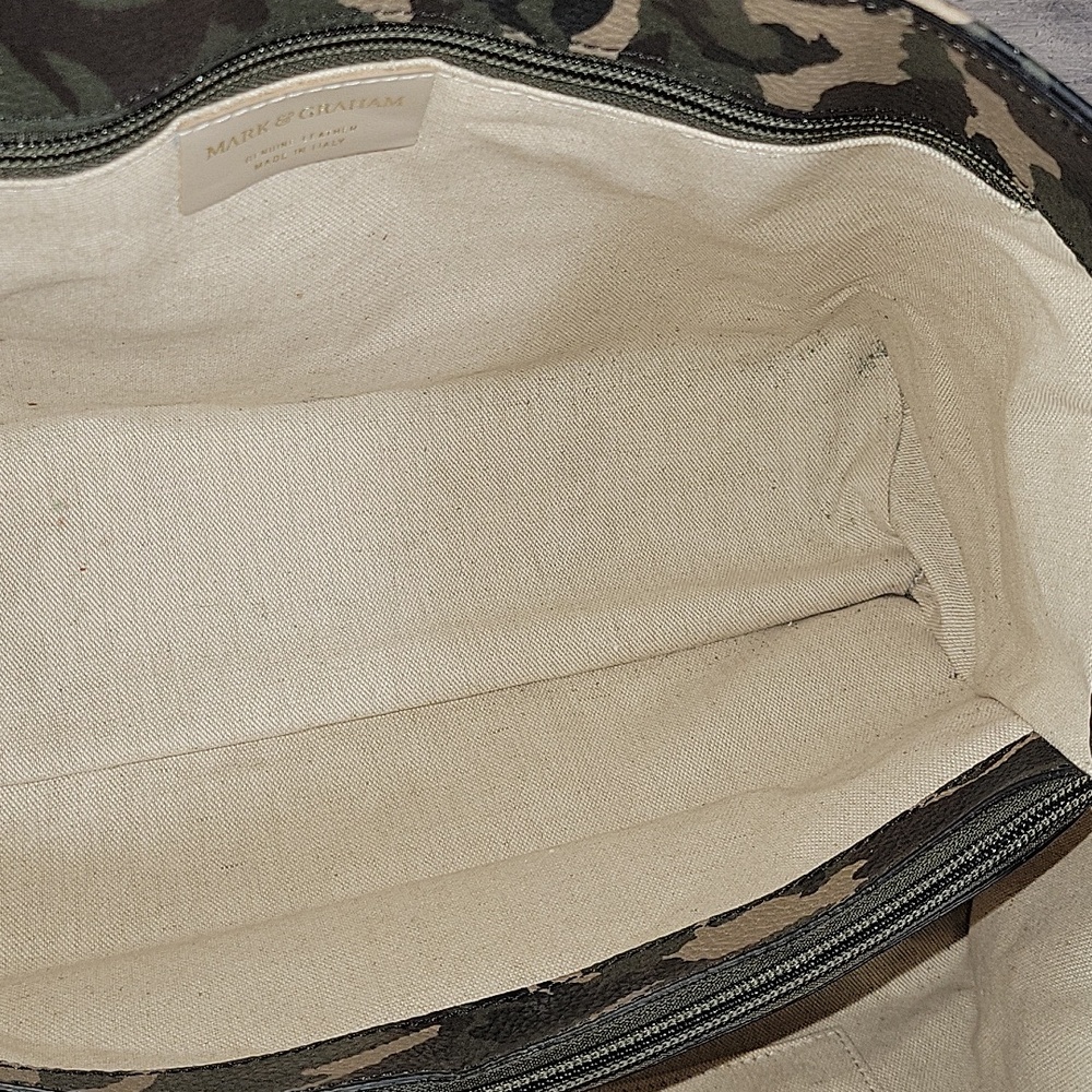 Mark & Graham Green Camo Leather Tote Bag - Picture 13 of 15